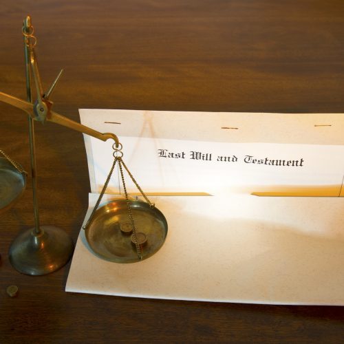 Last Will and Testament with Legal Scales