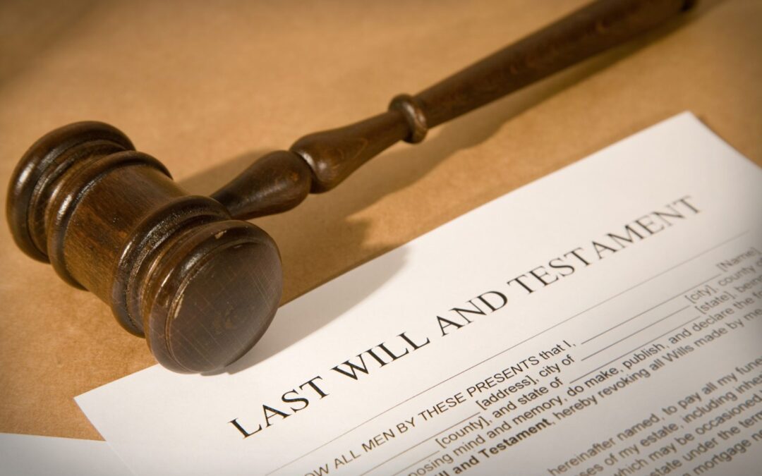 last will and testament form with gavel